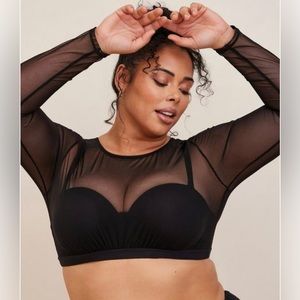 Torrid Mesh Long Sleeve Crop Top